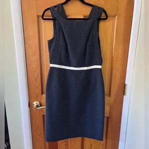 David Meister Navy Blue Polkadot Cocktail Dress A Line Women’s Size 10 Preppy